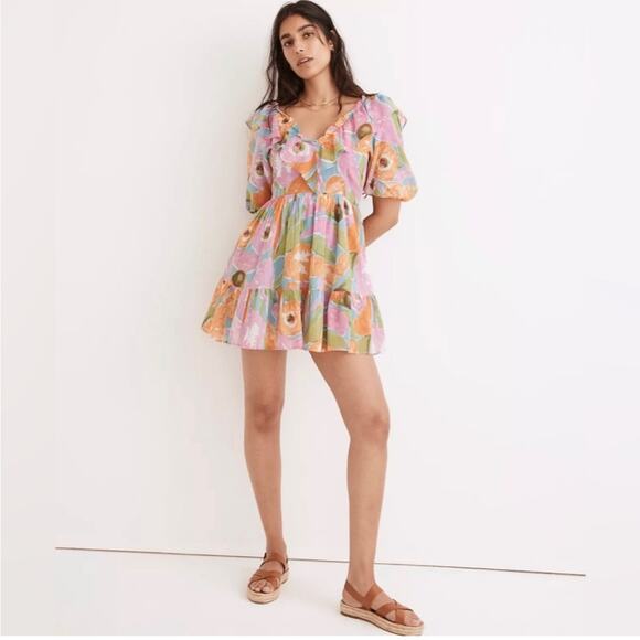 NWT Banjanan Scorpio Mini Dress in Euphoric Bloom Floral Ruffle Cotton - Picture 3 of 16